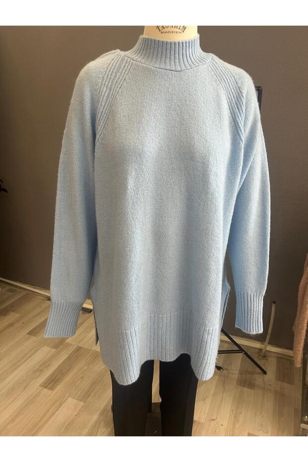 Women's Long-Sleeve Boat Neck Knit Tunic Sweater - Turtleneck Sweater