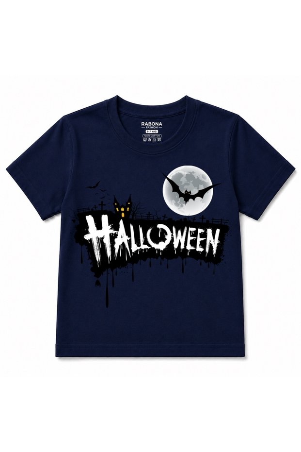 Haunted Halloween – Full Moon Bat Gothic Horror Graphic Kids' Cotton T-Shirt