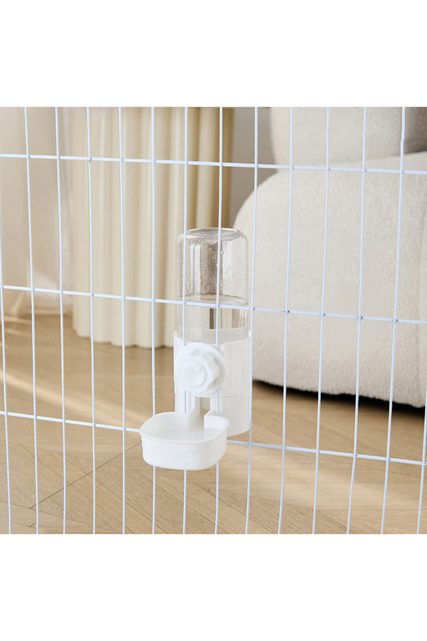 White-Drinker Automatic Pet Feeder Waterer Dog Cat Hanging Cage Bowl，Suitable for Small Puppy Cat Ra