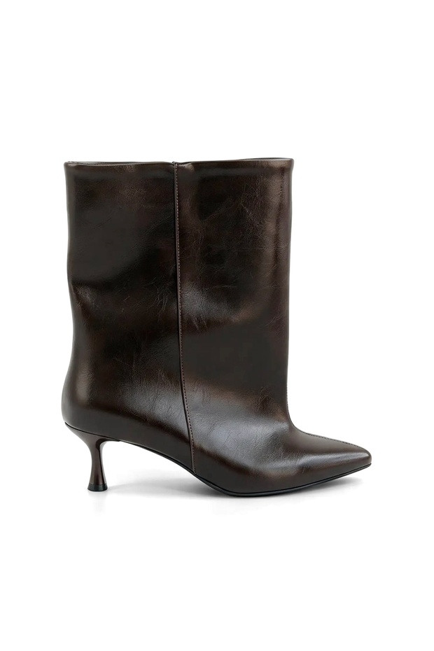 Magnifica Bitter Coffee Leather Loose Fit Women's Mini-Heel Boots