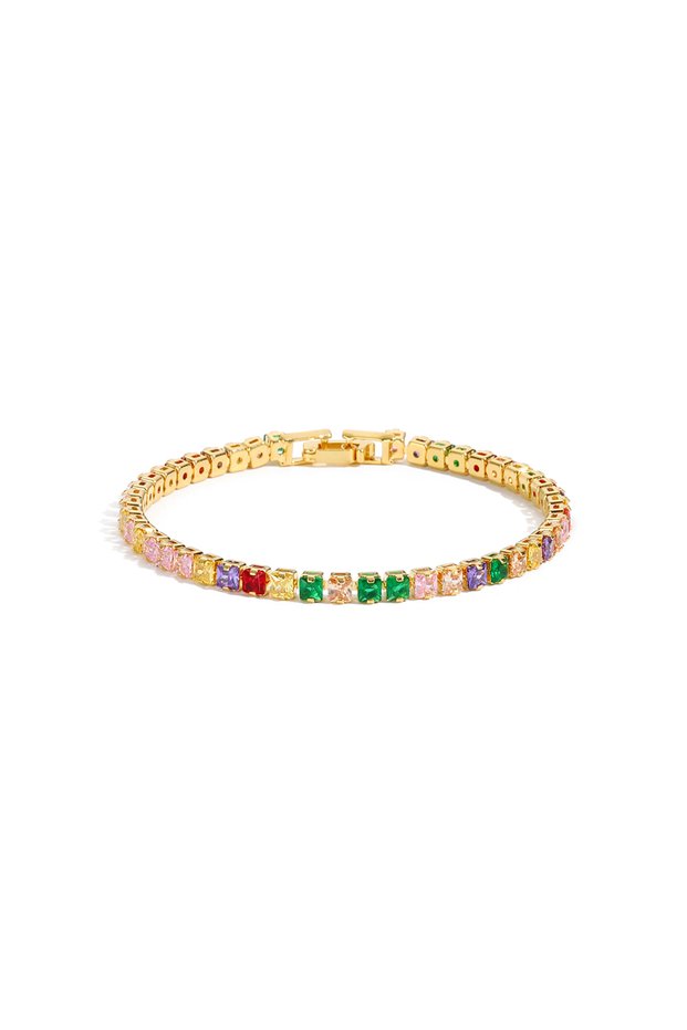 style 3 18K Gold Plated New Rainbow CZ Tennis Bracelets For Women Bangle Colorful Zirconia Femme Bri