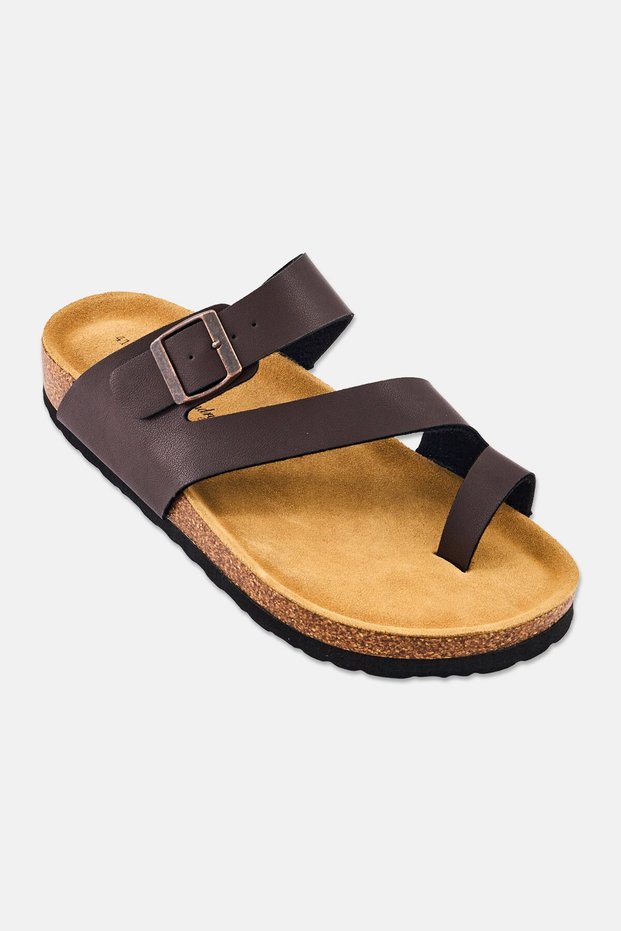 Men Adjustable Buckle Sandals, Brown