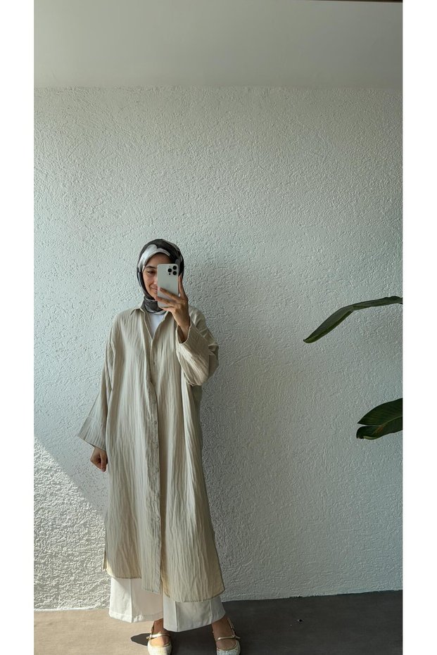 LONG MUSLIN SHIRT - BEIGE
