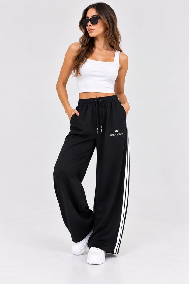 Women's Oysho Striped-Side, Pocketed, Wide-Leg Sweatpants cty-çtn-9781