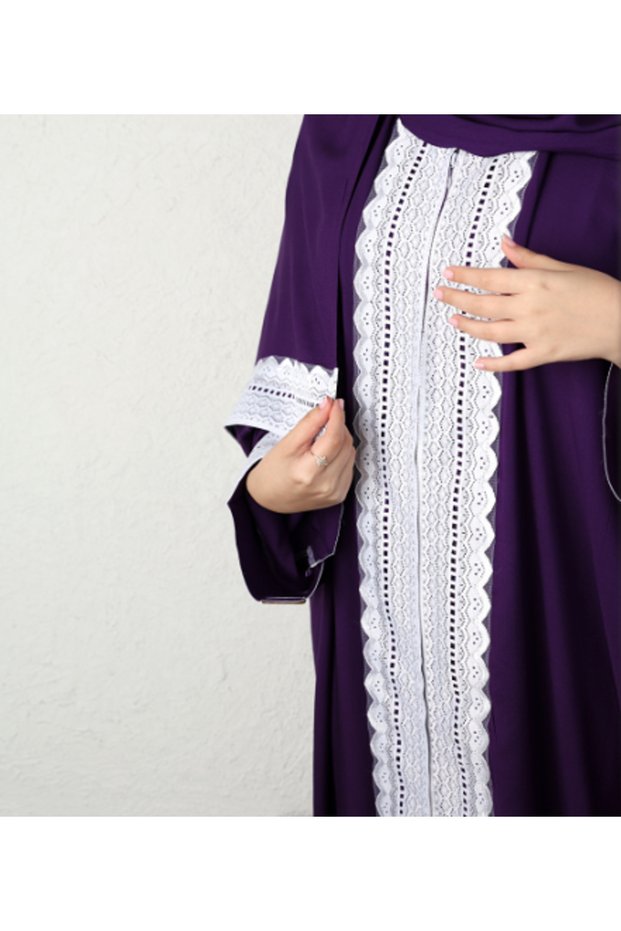 جلابية صلاة مفتوحة باللون البنفسجي الداكن