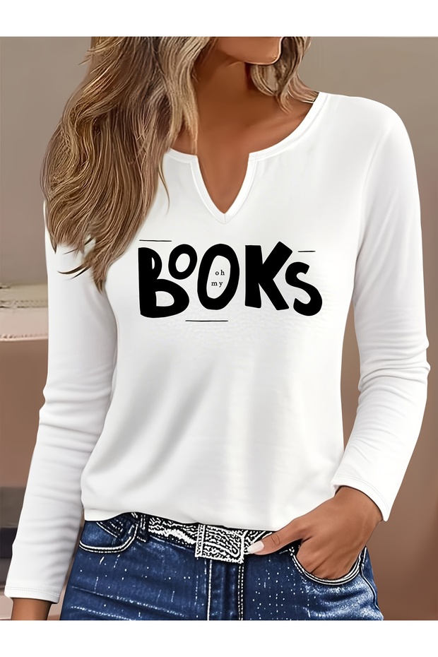 Mix-Printed Cotton-Lycra Half-V-Neck Short-Sleeved Blouse