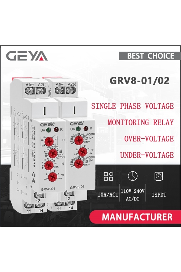 GRV8-02 ACDC110-240V GEYA Voltage Monitoring Device Over-voltage and Under-voltage Protection Relay