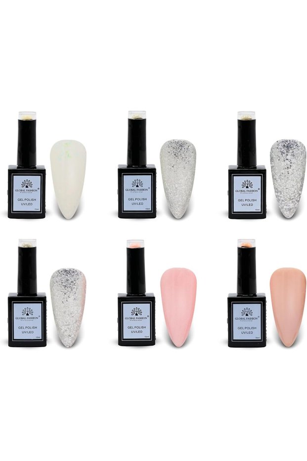 Global Fashion Brilliant Blues Collection (115–120) – 6 Long-Lasting, High-Gloss, Chip-Resistant Colors for Teens & Professionals – UV/LED Soak-Off Nail (115–120 Brilliant Blues Collection-6p, 15ml)