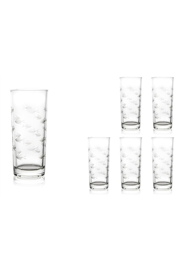 Set of 6 Fish-Shaped Water Glasses, 300 ml