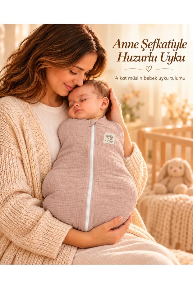 Newborn Baby Onesie, 0–6 Months, 100% Cotton, 4-Ply Muslin, Zipper-Front Swaddle, All-Season