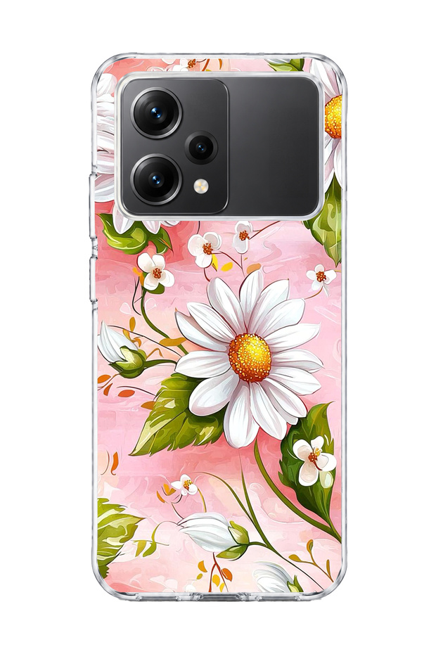 Poco X5 Pro 5G Compatible Transparent Phone Case with Daisy Pink Print