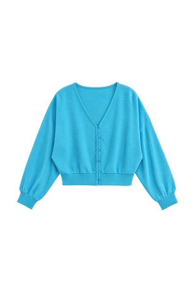 Busem V-Neck Ribbed Short Cardigan