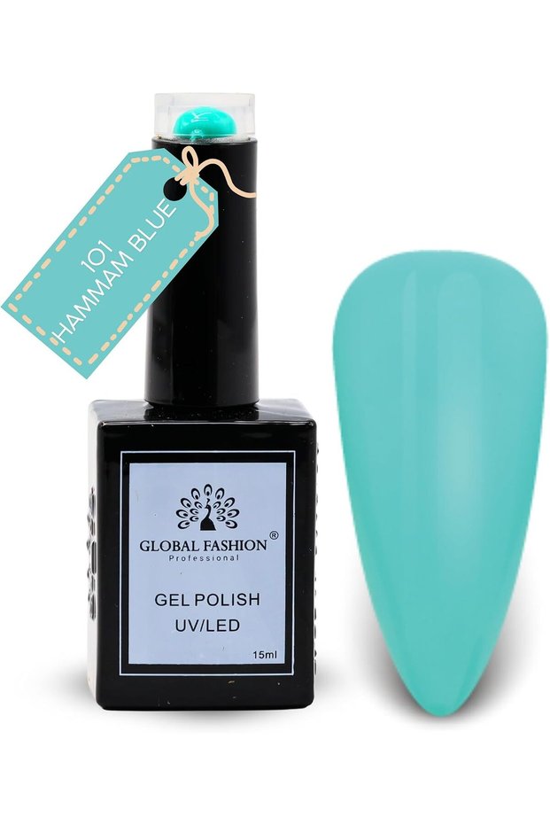 Black Elite Gel Nail Polish 101 Hammam Blue (Aqua Turquoise), 15ml - Soak Off UV LED Gel Polish, Long-Lasting High Gloss Colour for Salon and Home Manicure