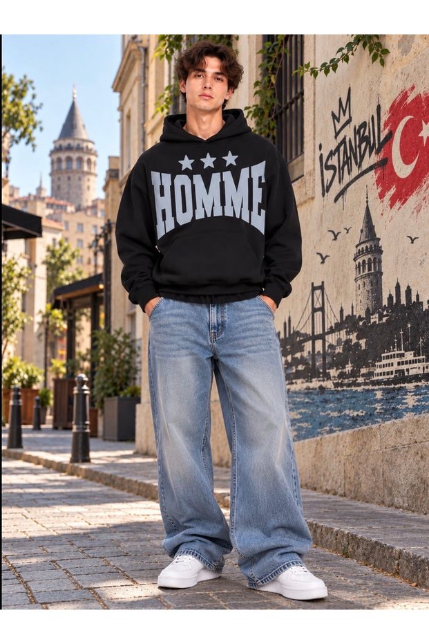 Street Style Sweatshirt: Soft-Textured HOMME Hoodie