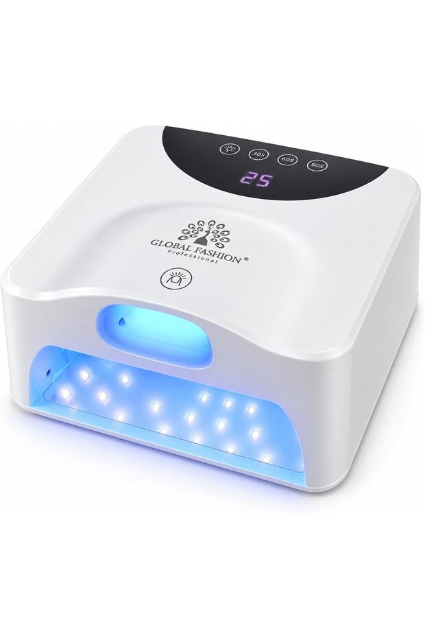 Global Fashion GF-X26 Professional UV LED Nail Lamp, 69 LEDs Gel Nail Dryer with Dual Curing Zones, Smart Sensor, Digital Display, 30s 60s 90s Timer for Gel Nails, Salon and Home