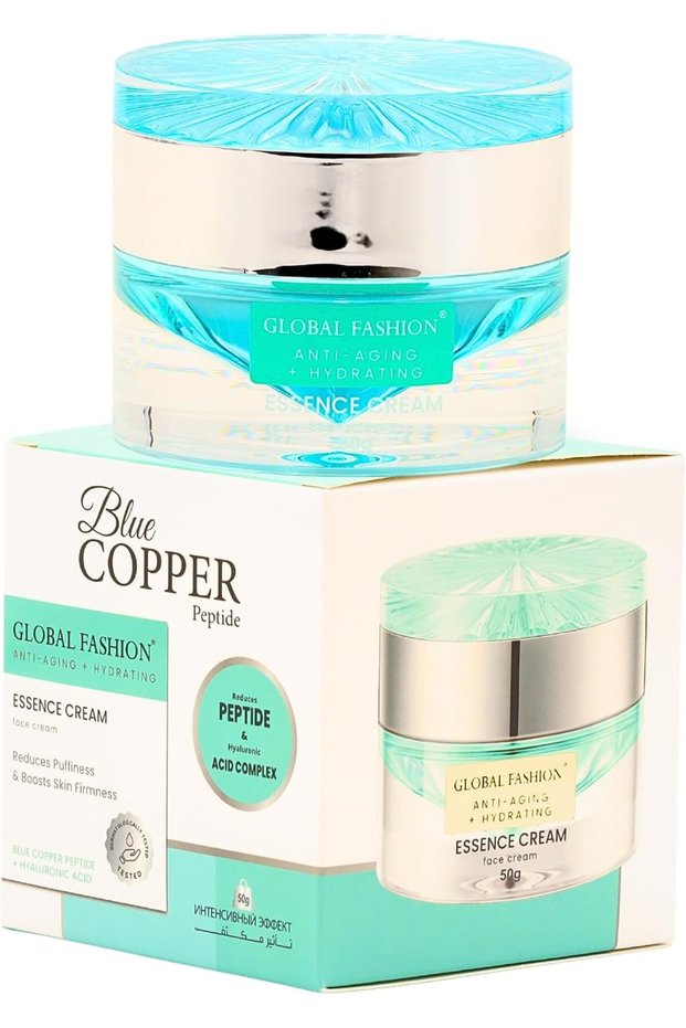 Blue Copper Peptide Essence Cream 30g - Anti-Aging & Hydrating Face Cream - Reduces Wrinkles, Fine Lines & Puffiness – Deeply Moisturizing Skincare Peptide + Hyaluronic Acid Complex for Youthful Glow