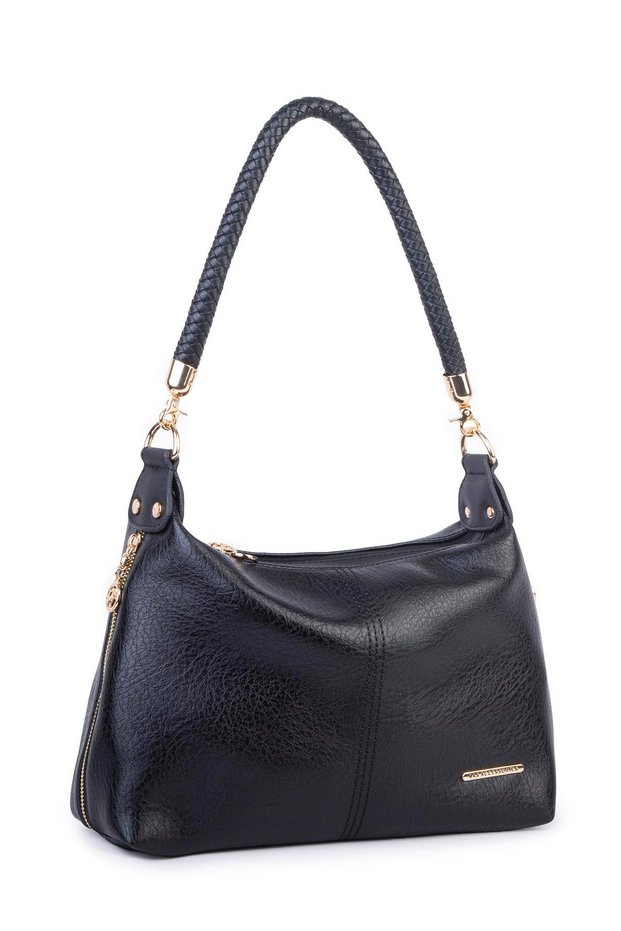 Women's Stylish Braided Shoulder Bag and Crossbody Bag, Black, Victoria