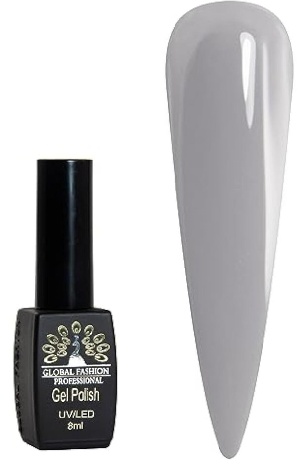 Black Elite Gel Nail Polish 117 Light Grey, 8ml - Soak Off UV LED Gel Polish, Long-Lasting High Gloss Colour for Salon and Home Manicure