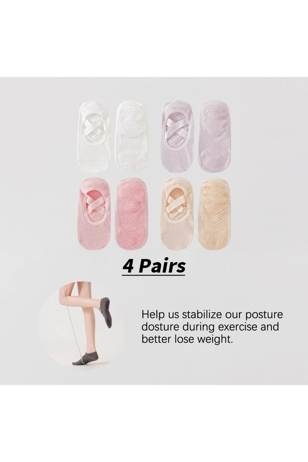 xindijiaocha-4qianse Professional Women Yoga Sock Silicone Anti-slip Ballet Pilates Socks Women Back