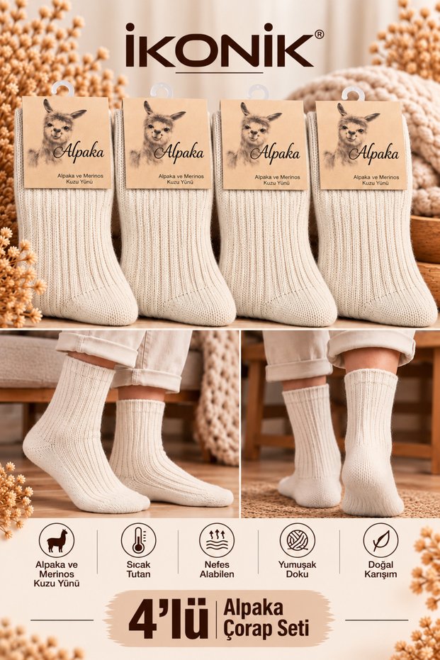 Women's 4-Pack Alpaca-Blend Winter Socks