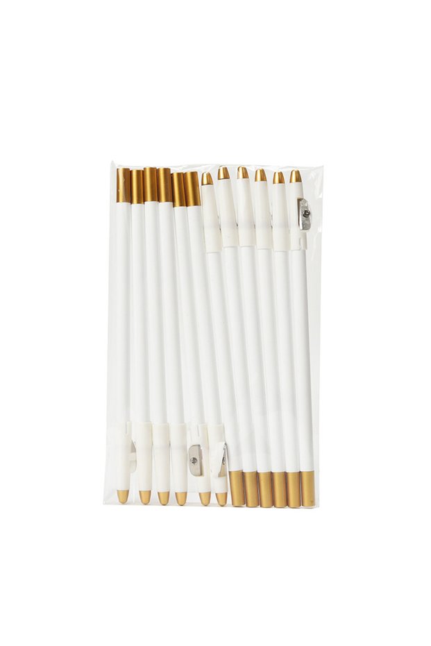 12pcs White Barber Beard Pencil Edge Hairline Trace Hair Shape Accessories With Sharpener Hair Line