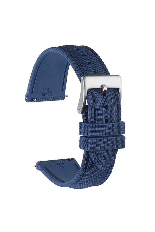 20mm blue silver buckle Sailcloth Fkm Watch Strap 19mm 20mm 21mm 22mm Fluororubber Watchband Quick R