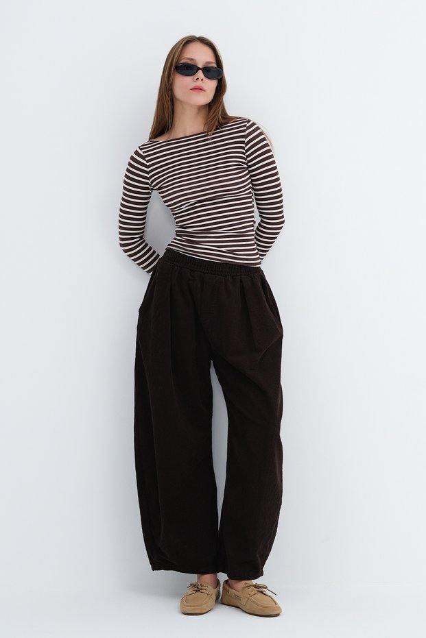 Ribbed Balloon Pants Pn5653