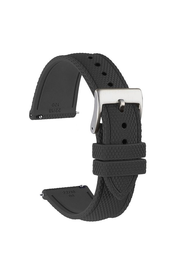 19mm black silver buckle Sailcloth Fkm Watch Strap 19mm 20mm 21mm 22mm Fluororubber Watchband Quick