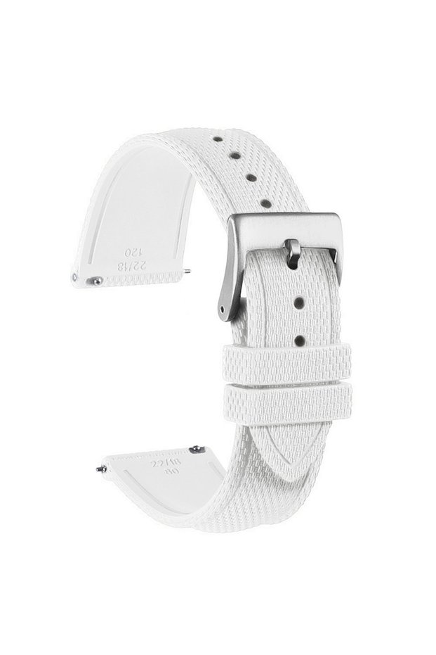 20mm white silver buckle Sailcloth Fkm Watch Strap 19mm 20mm 21mm 22mm Fluororubber Watchband Quick