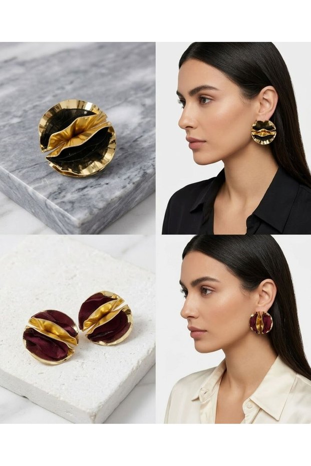 Ball Earrings with Tulle Detail