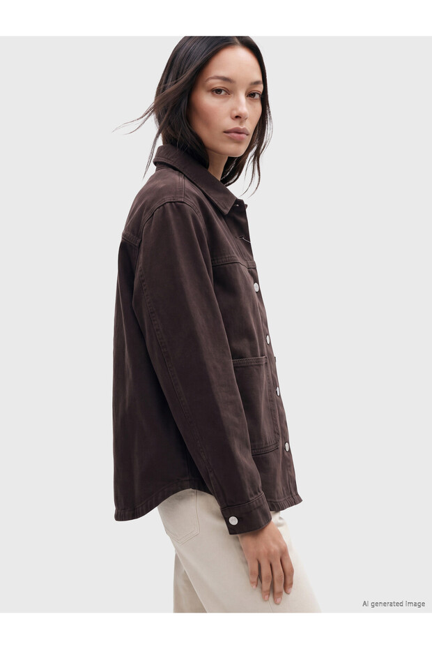 Ozmarka New Season Brown Shirt Collar Women's Jean Jacket