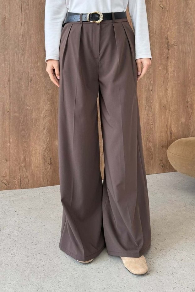 Brown Pleated Pants