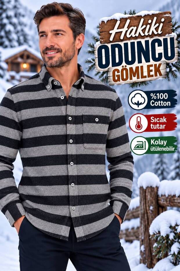 Authentic Flannel Shirt with a Button-Down Collar