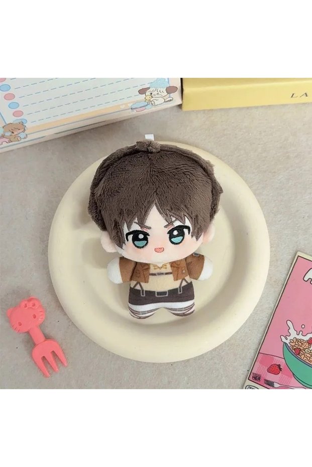 10cm B New 10cm Attack on Titan Plush Doll Eren Mikasa Levi Anime Mini Doll Keychain Cute Backpack P