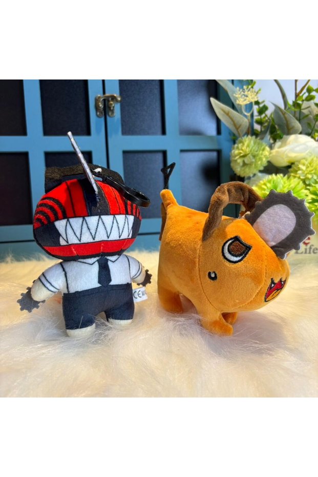2pcs 12cm Anime Chainsaw Man Dolls Plush Toy Cartoon Pochita Orange Dog Pillow Stuffed Soft T