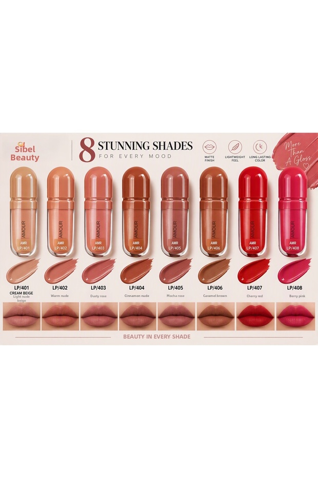 Matte Lip Gloss – Matte Liquid Lipstick Series with 8 Different Shade Options