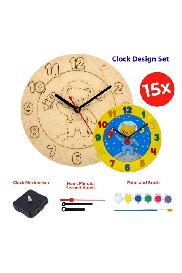 Space Themed DIY Clock Set | Educational Hobby, Design and Craft Kit for Children