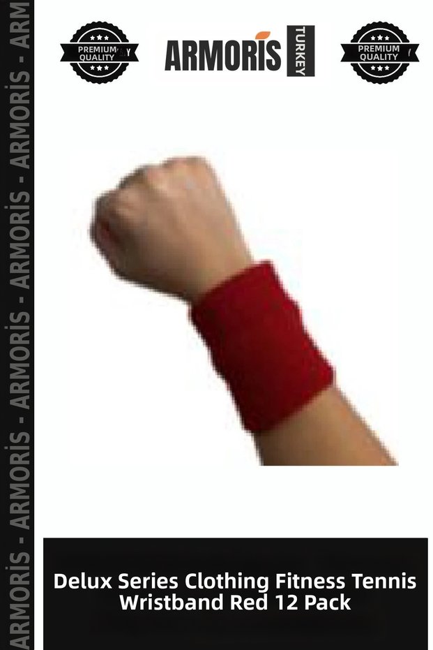 Delux Series Clothing Fitness Tennis Hvl-Red Towel Wristband Red 12 Pack