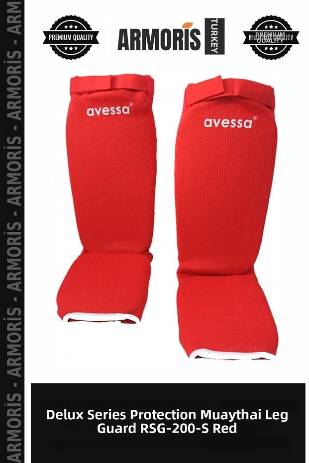 Delux Series Protection Fighting Leg Protector Rsg-200-S Muaytai Foot and Calf Protector Red