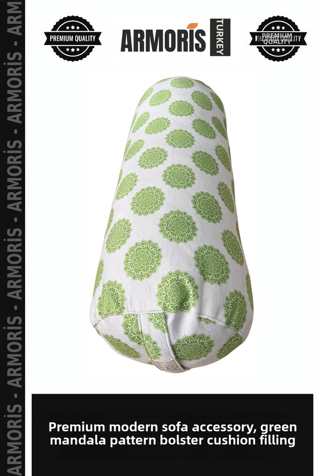 Premium Modern Sofa Accessory Salon Appearance Green Mandala Pattern Bolster Sponge Filling
