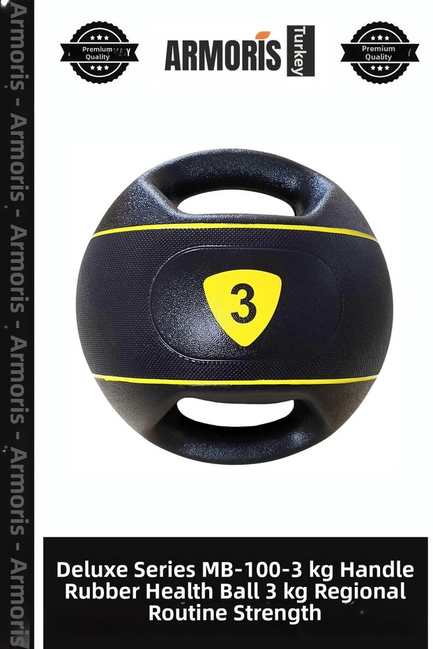 Delux Series Mb-100-3 kg Rubber Health Ball with Handle 3 kg Regional Routine Strength
