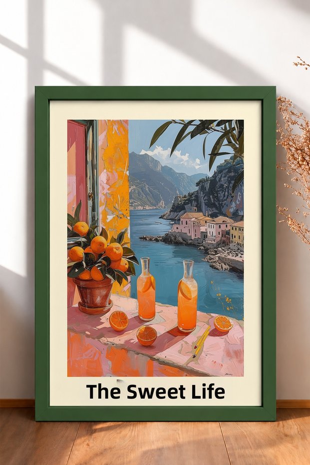 La Dolce Vita Orange Juice Jugs Framed Painting Italy Poster Wall Decor Itp055