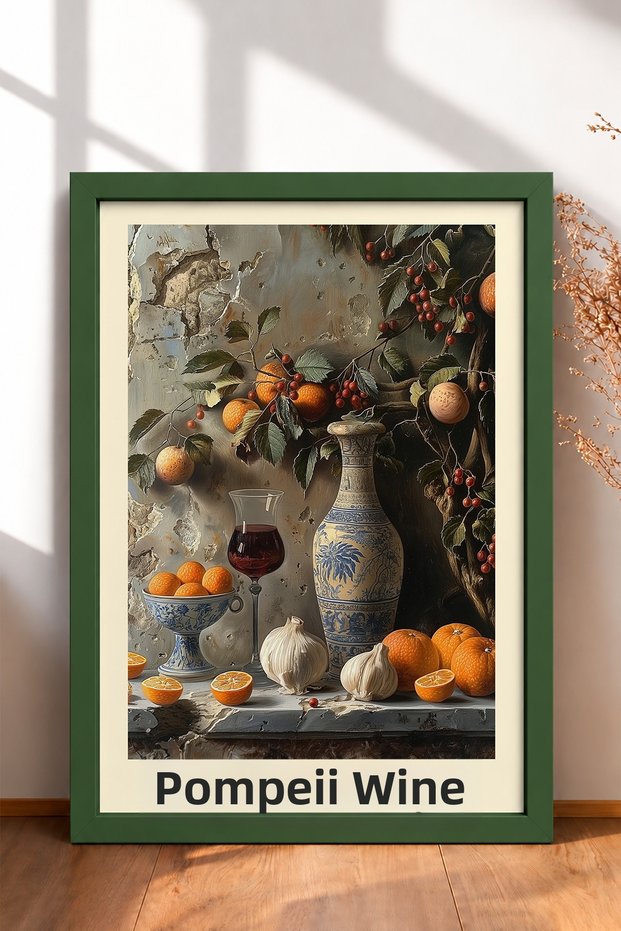 Vino Di Pompei Stone Wall Still Life Framed Painting Italy Poster Living Room Kitchen Wall Decor Itp113