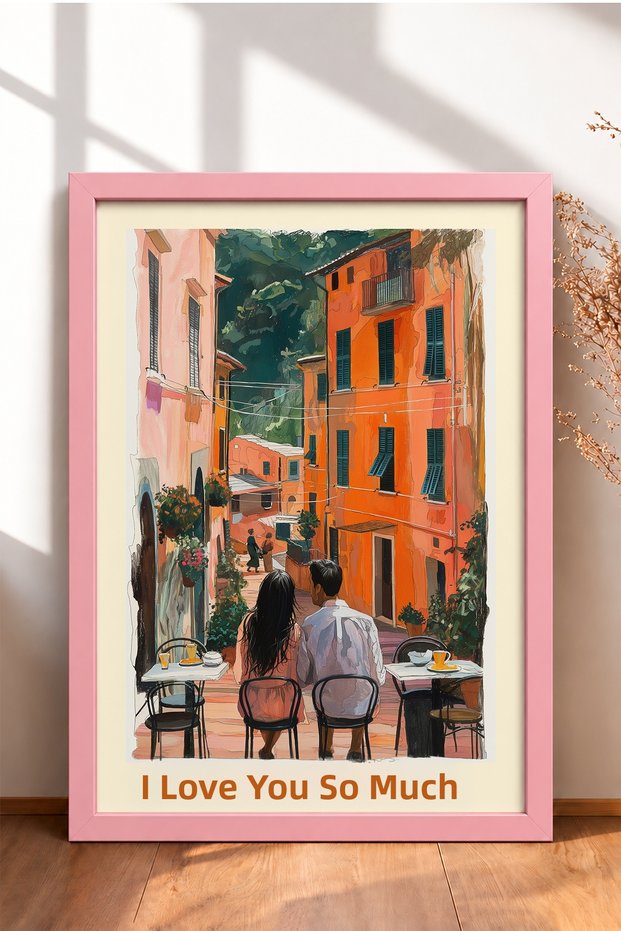 I Love You so Much – Double-Framed Painting with Inscription, Italy Poster, Living Room, Kitchen, Wall Decor, Itp152.