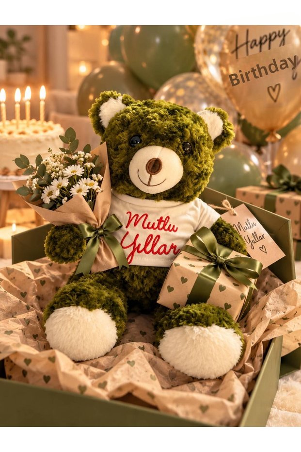 30cm Happy Birthday T-Shirt with a Bear Design – a Special Birthday Gift for Your Loved One.