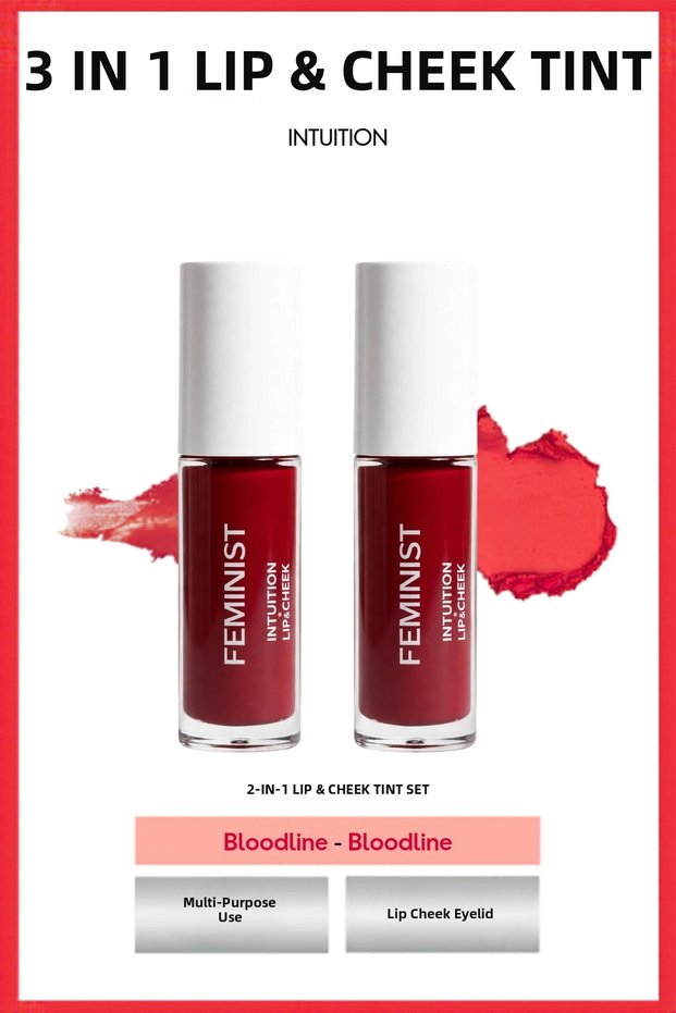 2-Piece Lip & Cheek Tint Set – Peach – 3-in-1 Shimmering, Moisturizing Set for Lips, Cheeks, and Eyes.