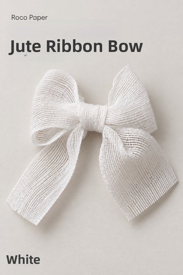 White Linen Bow Ribbon, 5 cm - Pack of 25, for Decorative Gift Wrapping and Event Decorations