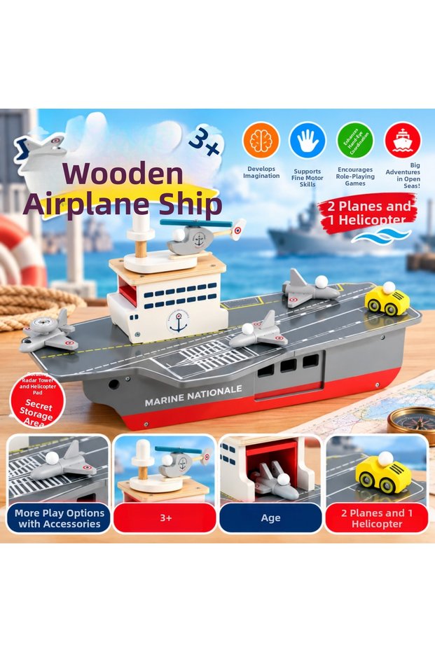 Wooden Airplane Carrier and Accessories