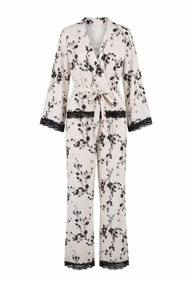 Multi Color Plain Satin Woven Pajamas Set Thmaw27Pt00013