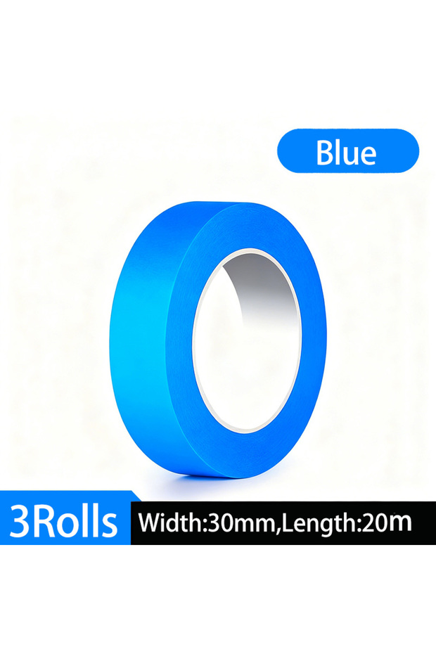 3P-blue-3cmX20m 3 Roll/Set Paint Tape Multi-Surface Masking Easy Removal Paint Tape Security Wall Pa